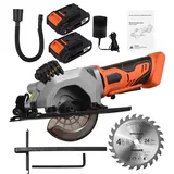 Akku-mini-kreissäge, 20 V, 3400 U/min, 2,0 Ah Lithium-akku, Einstellbarer Winkel Und Schnitttiefe, Max. Schnitttiefe 42,8 Mm (90°)/28 Mm (45°), Führungsschiene 115 Mm (4-1/2 Zoll)