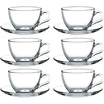 Pasabahce Teetasse mit Untertasse 0,2 l Transparent 6 St.