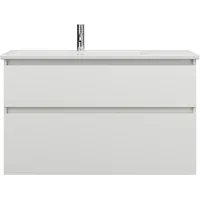 Burgbad Lin20 Keramik-Waschtisch Weiß Glänzend inklusive Waschtischunterschrank, 2 Auszüge,