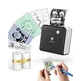 Phomemo M02 Pro Mini Drucker für Smartphone, 304 DPI Tragbarer Thermodrucker Taschendrucker, Aufkleberdrucker mit 3 Papierrollen für Geschenke, Studium, Bilder für iOS und Android - Schwarz