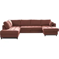 Lisa Design Anna, Wohnlandschaft Ecksofa, mit Schlaffunktion und Bettkasten, zeitgenössischer Stil , Rosa - Rosa