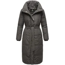 Navahoo Damen Wintermantel Warmer Steppmantel extralang mit Gürtel Mirenaa Anthracite Gr. L - L