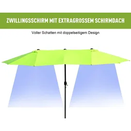 Outsunny Doppelsonnenschirm 455 x 265 cm Grün