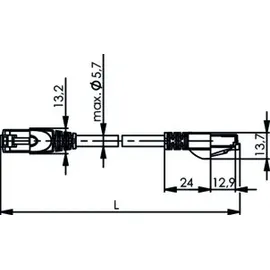 Telegärtner 100008165 RJ45 Patchkabel CAT 5e F/UTP 0.25 m Grau Flammwidrig, mit Knickschutztülle 1 St.