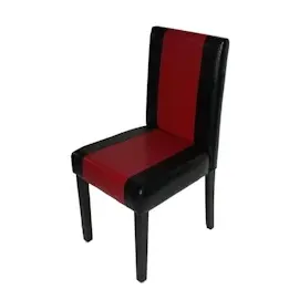 Mendler 2er-Set Esszimmerstuhl Stuhl Küchenstuhl Littau ~ Kunstleder, schwarz-rot, dunkle Beine