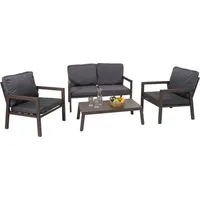 Mendler Garnitur HWC-L64, Gartenlounge Gartengarnitur Lounge-Set Sitzgruppe Sofa, Metall - Polster grau