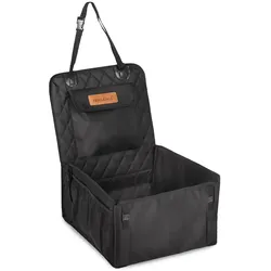 Rudelkönig Hundeautositz mit Sicherheitsgurt schwarz in Universalgröße Autositz Hundesitz für kleine Hunde rutschfest sicher bequem Auto