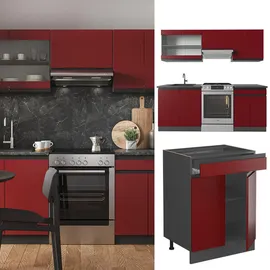 Vicco Küchenzeile R-Line J-Shape 200 cm Rot/Anthrazit