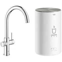 Grohe Red 3-in-1 kochendes Wasser Armatur mit C-Auslauf und M-Size Boiler Chrom