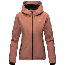 MARIKOO Damen Sportliche Outdoorjacke Übergangs Regenjacke mit Kapuze Brombeere