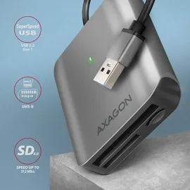 AXAGON CRE-S3 Externer Kartenleser & lun SD/microSD/CF, UHS-II Unterstützung, SUPERSPEED USB-A 3.2 Gen 1, 3-slot