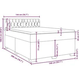vidaXL Boxspringbett mit Matratze Schwarz 140x200 cm Samt