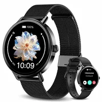 Smartwatch Herren Damen mit Telefonfunktion Fitnessuhr für Android & iOS-Schwarz