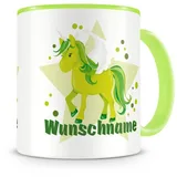 Samunshi® Kindertasse mit Namen Tasse grünes Einhorn Personalisierte Tasse mit Namen Kinder Kinderbecher mit Namen Kindergarten grün 300ml