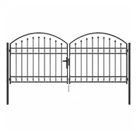 vidaXL Zauntor mit Schloss Grau 301 x cm Stahl