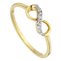 Jobo Goldring "Ring Unendlich" Gr. 58, gelb (gelbgold 375), Fingerringe, Damen, 58, Gelbgold 375, Goldring, 375 Gold mit 10 Zirkonia