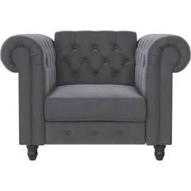 dorel home Chesterfield-Sessel »Felix«, mit Rückenlehne 3-fach verstellbar, Beine Massivholz, Sitzhöhe 46 cm