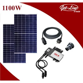Jet-Line Balkonkraftwerk Solaranlage 1100 W mit Wechselrichter 800/600 W drosselbar