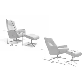 KAWOLA Relaxsessel JOSIANE Polyester 78 x 107 x 78 cm schwarz mit Hocker