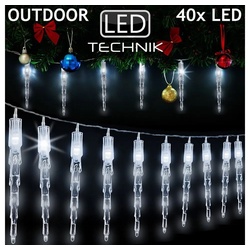 Deuba Lichterkette, Eiszapfen Lichterkette 40 LED 10 Zapfen 6,2m IP44 weiß
