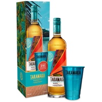 Takamaka Dark Spiced I 700 ml I 38% Volume I Brauner Premium Rum mit Beach Cup in einer Geschenkbox