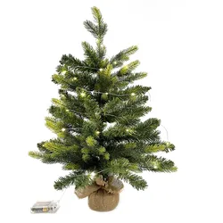 Rebecca Mobili Künstlicher Weihnachtsbaum, H 60 cm, 50 LED-Lichter, PVC und PE, grün
