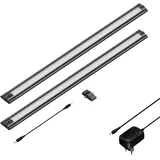 ledscom.de LED Unterbau-Leuchte SIRIS schwarz matt, flach, je 50cm, je 531lm, warm-weiß, 2er Set
