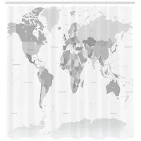 ABAKUHAUS Duschvorhang Weltkarte 175 x 240 cm grau