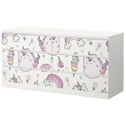 MyMaxxi Möbelfolie Kommodenaufkleber Malm Einhörner Donuts und Regenbogen Muster 160.2 cm x 63.3 cm