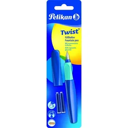 Pelikan Füllhalter Twist Deep Blue Feder M inkl. 2 Tintenpatronen Blister