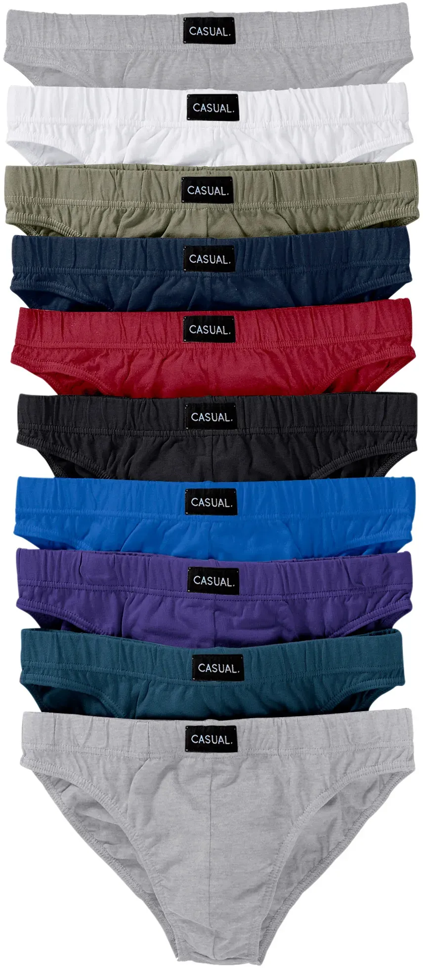 Slip BONPRIX, Herren, Gr. 6, 10 Stk., multi, hellgrau meliert, Jersey, Obermaterial: 90% Baumwolle, 10% Viskose, mehrfarbig, unifarben, figurbetont, Unterhosen Slip