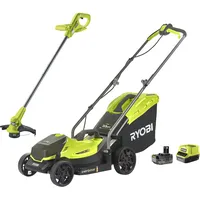 RYOBI Akku-Rasenmäher inkl. Akku-Rasentrimmer OLM1833LT23A-140 18V 4Ah, Mulchen, Rasenmähen,
