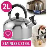 Edelstahl Flötenkessel 2,0L Camping Wasserkessel Pfeifkessel Teekessel Gasherd Gas Induktion Wasserkocher Wohnmobil Campingkocher