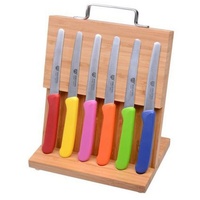 GRÄWE Brotzeitmesser Magnet-Messerhalter Bambus mit 6 Brötchenmessern - bunt bunt Trollingshop GbR