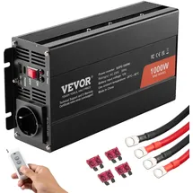 Vevor Wechselrichter mit reiner Sinuswelle 1000W DC 12V AC 230V Spannungswandler mit 2 AC-Steckdosen 2 USB-Anschlüssen 1 Typ-C-Anschluss Fernbedienung für kleine Heimgeräte wie Smartphone-Laptop