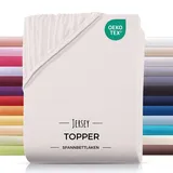 Carpe Sonno Spannbettlaken Topper Spannbetttuch Jersey 140x200 160x200 180x200 200x200 Baumwolle, Jersey, Gummizug: rundum, (1 Stück), Topper Spannbettlaken 200x200 für Matratzen bis 10cm Höhe beige 200 cm x 200 cm