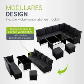 Juskys Manacor Lounge-Set schwarz/grau inkl. Abdeckung