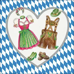 20 Servietten Papier 33x33cm 3-lagig - hochwertige Einweg Papierservietten Oktoberfest Partyservietten Dirndl Lederhose Trachten Tischdeko bayerisch