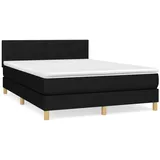 vidaXL Boxspringbett mit Matratze Schwarz 140x200 cm Stoff