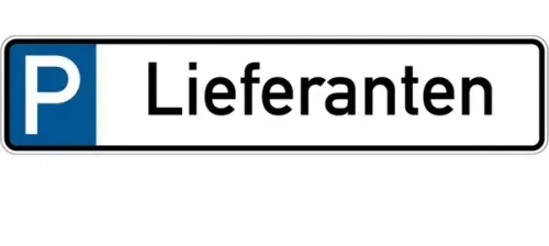 Parkplatzkennzeichen, P-Lieferanten, 113x523mm, Alu geprägt - 523x113x0.45 mm Aluminium geprägt