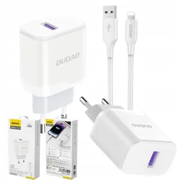 DUDAO Usb-A 18W Schnellladegerät Weiß - Lightning Kabel - Weiß