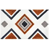 Schöner Wohnen Kollektion Badezimmerteppich weiß Ethno 60x90 cm – Badematte rutschfest - Badteppich waschbar – Badvorleger Trockner geeignet – Duschvorleger Badezimmer