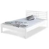 BedBox Metallbett modernes Metallbett Mia, klassisches Kopfteil, pulverbeschichtetes Metall weiß 140 cm x 200 cm x 41 cm