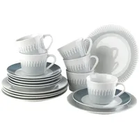 Home4You Kaffeeservice 18-tlg. weiß/grau/blau