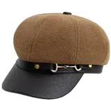 Coonoor Baskenmütze Damen Retro Barett Winter Mütze Newsboy mit Schirm Cap Bakerboy für Frühling/Herbst/Winter