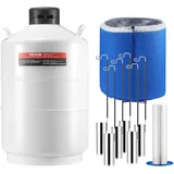 Vevor Flüssigstickstofftank, 20 l Flüssigstickstoffbehälter aus Aluminiumlegierung, LN2-Tank-Dewar mit 6 Kanistern und Tragetasche mit Riemen, Kryogener Tank für die Schönheitsindustrie, Samenkonservierung, wissenschaftlich