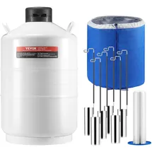 Vevor Flüssigstickstofftank, 20 l Flüssigstickstoffbehälter aus Aluminiumlegierung, LN2-Tank-Dewar mit 6 Kanistern und Tragetasche mit Riemen, Kryogener Tank für die Schönheitsindustrie, Samenkonservierung, wissenschaftlich