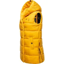 Navahoo Steppweste NAVAHOO "Madilynaa", Damen, Gr. S (36), gelb, Oberstoff: 100% Polyester; Futter: 100% Polyester; Wattierung: 100% Polyester, oversize ca. Mitte Oberschenkel, V-Ausschnitt, Westen Steppweste, stylische ärmellose Damen Weste mit Kapuze