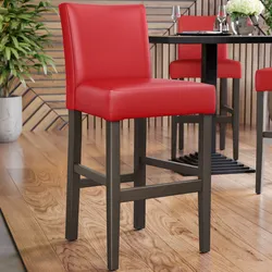 2er-Set Bistro Barhocker | Leder | Rot | Gastro Barhocker, Hotel Barhocker, Restaurant Barhocker
