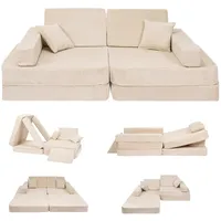 MeowBaby Kindersofa,, Beige, Textil, 160x48x80 cm, Kinder- & Jugendzimmer, Kindermöbel, Kindersitzmöbel & -tische, Kindersessel & -sofas